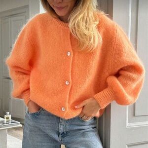 Orange Button Up Sweater
